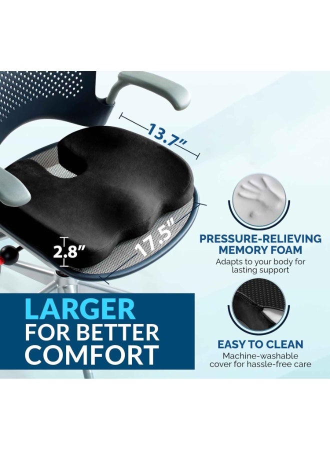 Gel Enhanced Seat Cushion,Non-Slip Orthopedic Gel & Memory Foam Coccyx Cushion for Tailbone Pain,Office Chair Car Seat Cushion,Sciatica & Back Pain Relief (Black) - Image 3