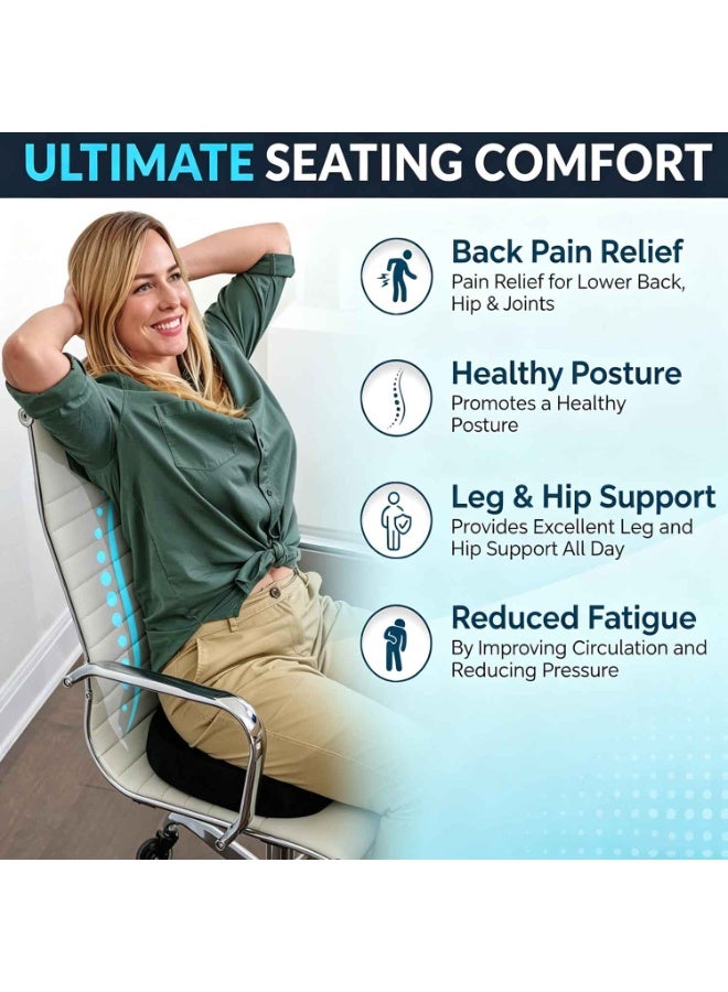 Gel Enhanced Seat Cushion,Non-Slip Orthopedic Gel & Memory Foam Coccyx Cushion for Tailbone Pain,Office Chair Car Seat Cushion,Sciatica & Back Pain Relief (Black) - Image 5