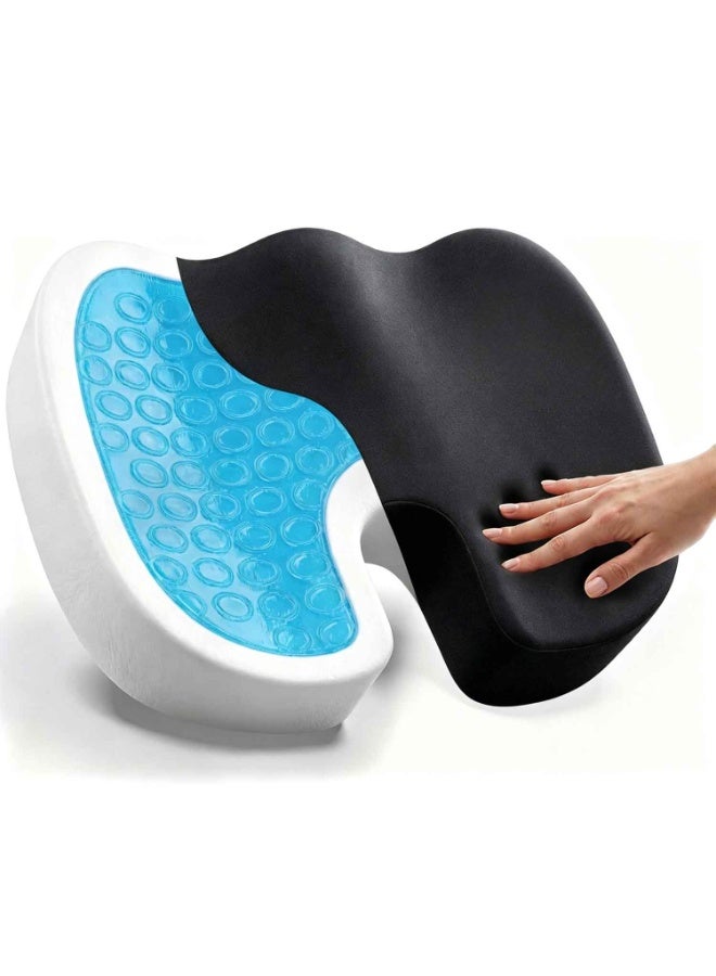 Gel Enhanced Seat Cushion,Non-Slip Orthopedic Gel & Memory Foam Coccyx Cushion for Tailbone Pain,Office Chair Car Seat Cushion,Sciatica & Back Pain Relief (Black) - Image 1