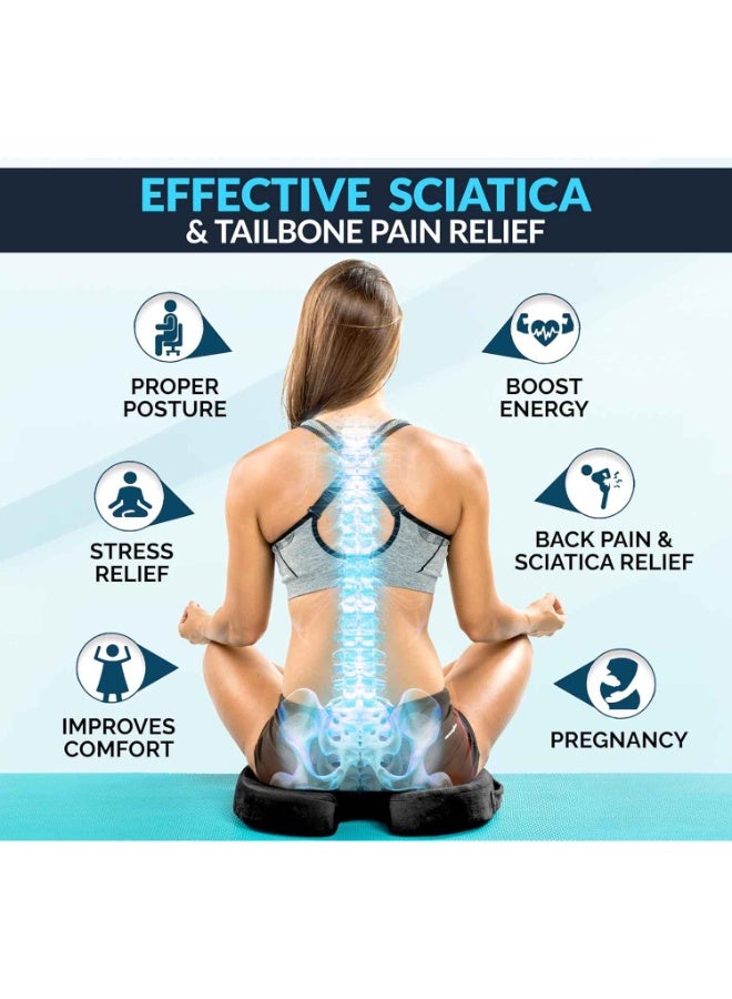 Gel Enhanced Seat Cushion,Non-Slip Orthopedic Gel & Memory Foam Coccyx Cushion for Tailbone Pain,Office Chair Car Seat Cushion,Sciatica & Back Pain Relief (Black) - Image 4