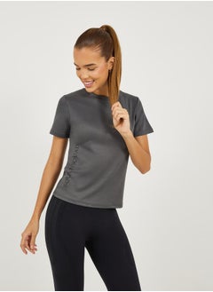 Styli Side Slogan Print Short Sleeves Top  - Image 1
