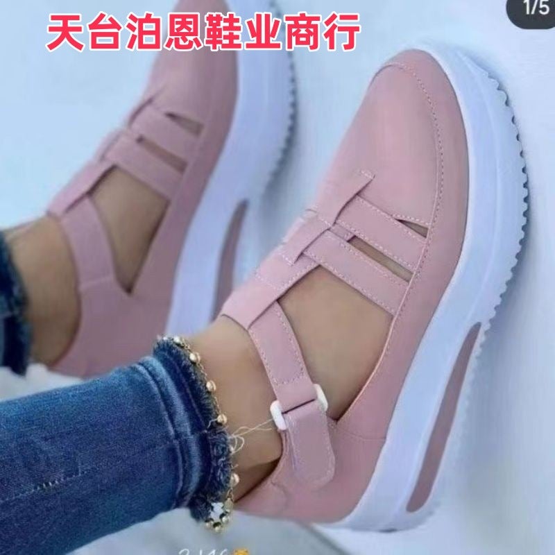 2025 New In-Stock Large Size Platform Heel Large Size Shoes Versatile Velcro Casual Shoes - Image 4