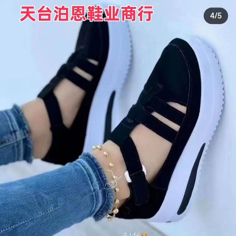 2025 New In-Stock Large Size Platform Heel Large Size Shoes Versatile Velcro Casual Shoes - Image 2