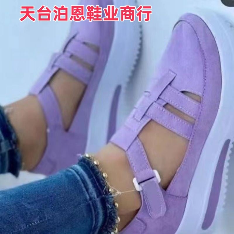 2025 New In-Stock Large Size Platform Heel Large Size Shoes Versatile Velcro Casual Shoes - Image 5
