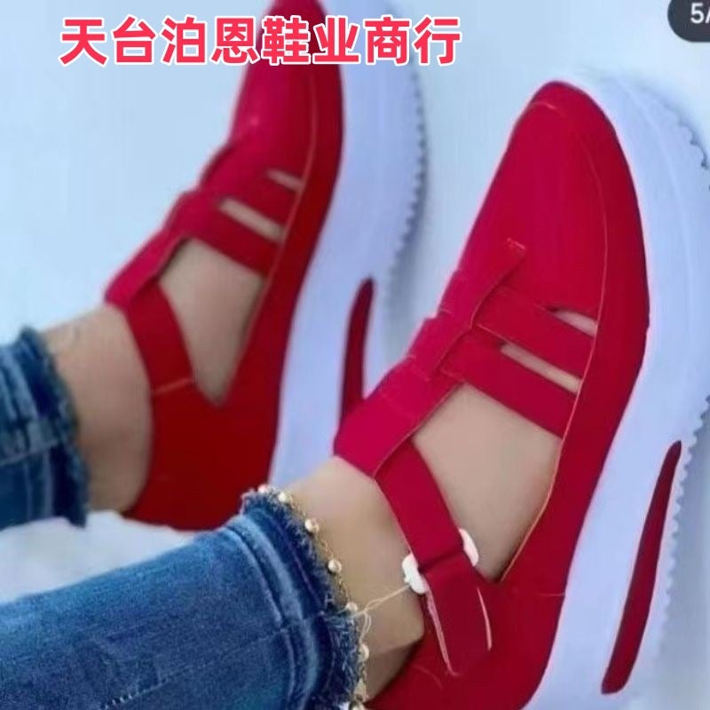 2025 New In-Stock Large Size Platform Heel Large Size Shoes Versatile Velcro Casual Shoes - Image 3