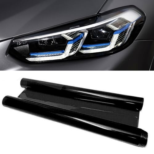 Hirificing Tint Film for Taillight Headlight Fog Light, 12×48 Inches Vinyl Self-Adhesive Car Tail Light Tape, Brake Light Headlight Cover Protection Film Color Shiny Chameleon Sticker (Black) - Image 1