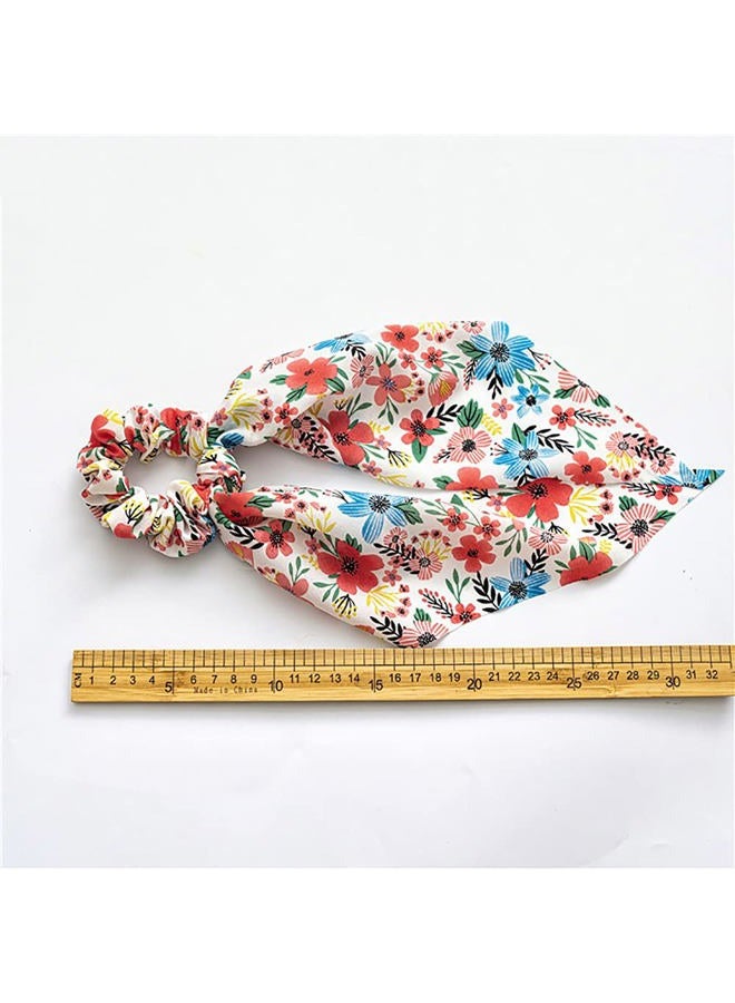 DINPREY Chiffon Floral Scrunchies with Bowknot Hair Ties - 6 Pcs Bows, Elastic Ropes, Long Tails, and Hand Bands - Image 5