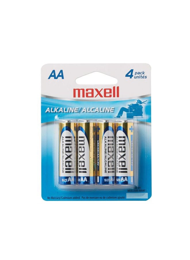 Maxell – 723465, Reliable AA Alkaline Battery - 10x Long-Lasting with 1.5V Performance with Mercury & Cadmium Free - Ideal for Wireless Keyboards, Mouse, Clocks, Flashlights & Toys - Pack of 4 - Image 1