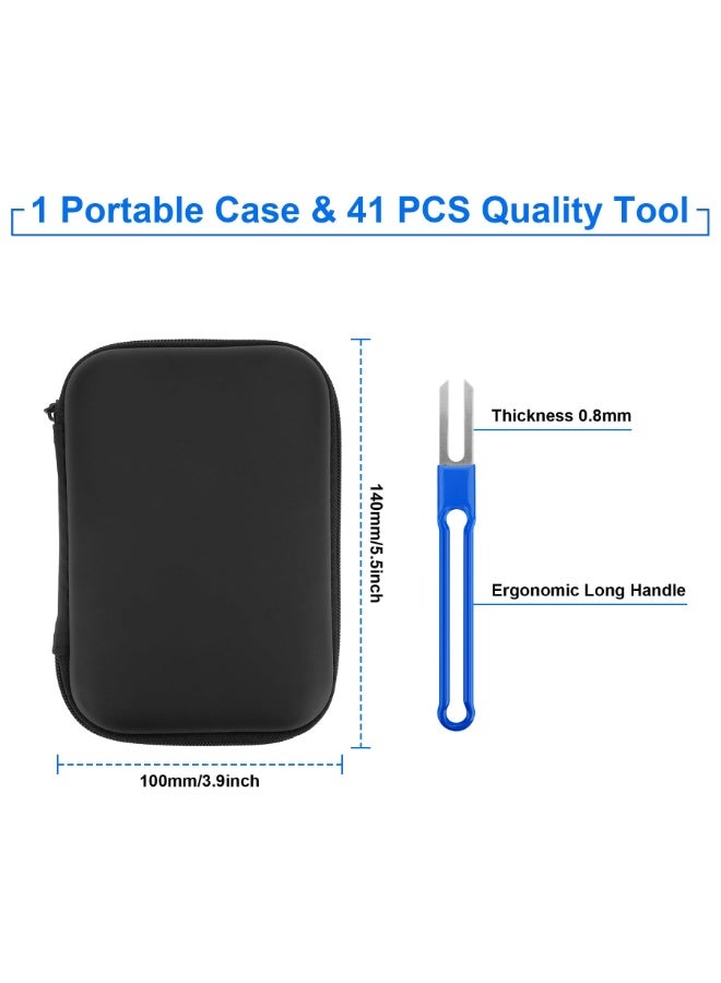 KOWVOWZ 41PCS Terminal Ejector Kit Metal Terminal Removal Tool Car Terminal Removal Tool Kit Connector Pin Removal Tool Kit for Removing Cable Connectors Disassembly Pin for Flat Round Plug Contacts - Image 2