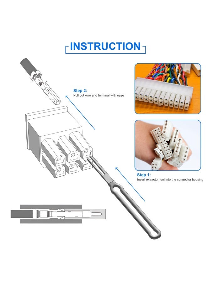 KOWVOWZ 41PCS Terminal Ejector Kit Metal Terminal Removal Tool Car Terminal Removal Tool Kit Connector Pin Removal Tool Kit for Removing Cable Connectors Disassembly Pin for Flat Round Plug Contacts - Image 5