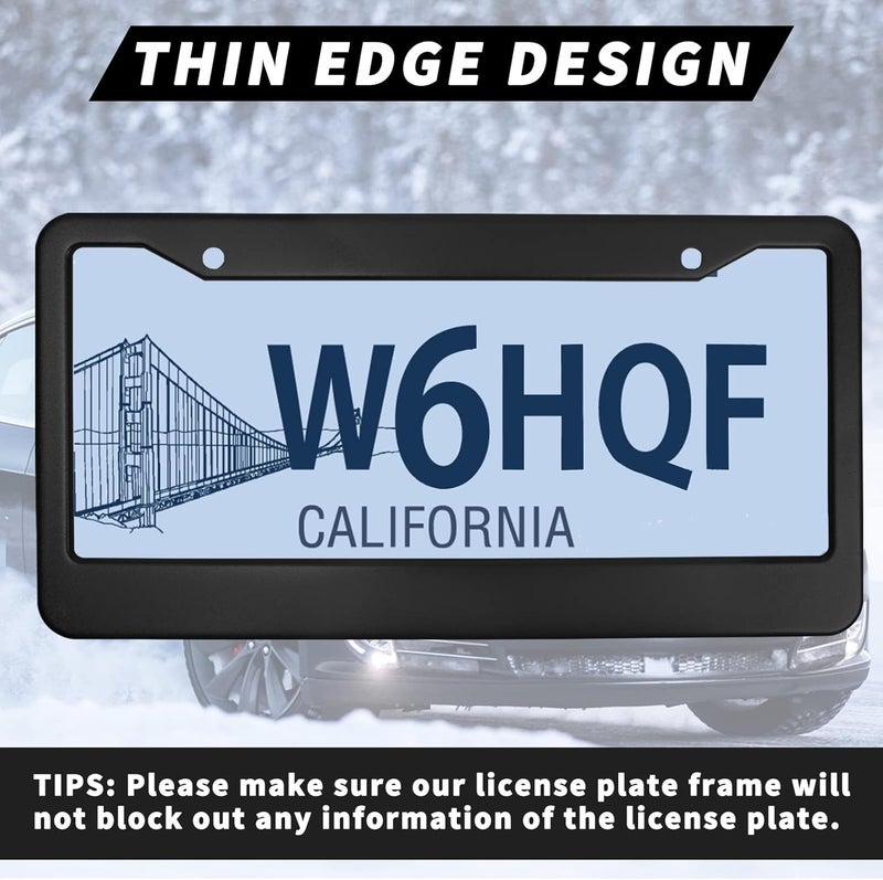 Tongze Black License Plate Frames - Aluminum Alloy Electroplated Surface, Universal Fit for Front & Rear Car Tags, 2 Pack - Image 4
