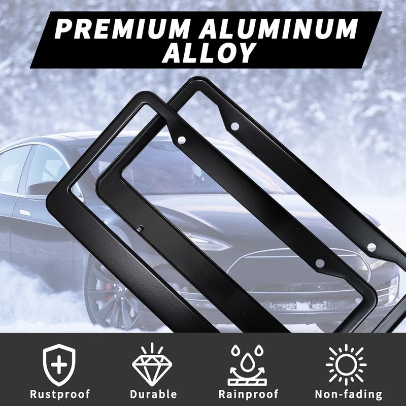 Tongze Black License Plate Frames - Aluminum Alloy Electroplated Surface, Universal Fit for Front & Rear Car Tags, 2 Pack - Image 5