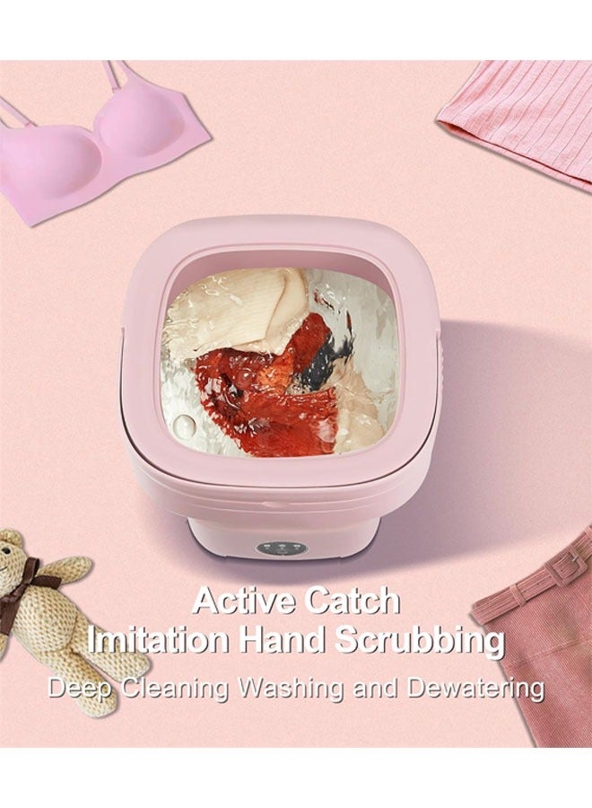 Portable Washing Machine, Mini Washer, 11 L Large Capacity Foldable Washer, Deep cleaning of Underwear, Baby Clothes and Other Small Clothes, Suitable for Apartments, Dormitories, Pink - Image 5