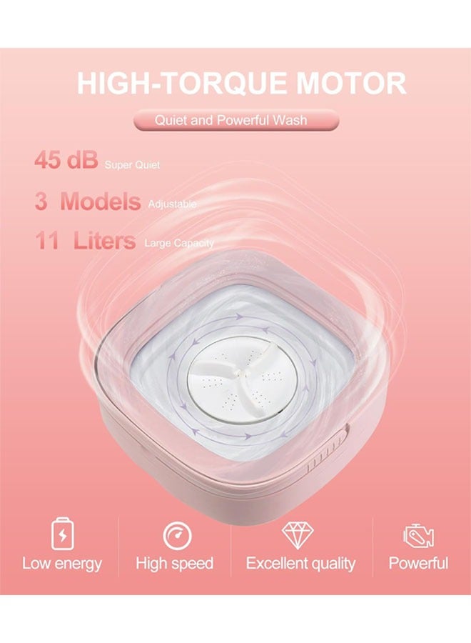 Portable Washing Machine, Mini Washer, 11 L Large Capacity Foldable Washer, Deep cleaning of Underwear, Baby Clothes and Other Small Clothes, Suitable for Apartments, Dormitories, Pink - Image 4