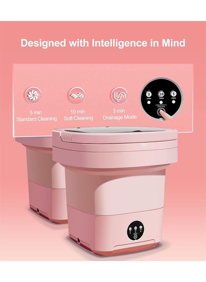 Portable Washing Machine, Mini Washer, 11 L Large Capacity Foldable Washer, Deep cleaning of Underwear, Baby Clothes and Other Small Clothes, Suitable for Apartments, Dormitories, Pink - Image 3