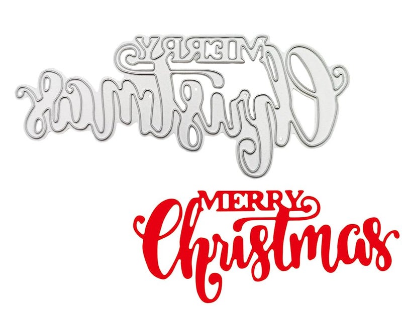 Merry Christmas Letters Metal Die Cuts Merry Christmas Words Stencils DIY Crafts Cards Cutting Dies Cuts for DIY Embossing Card Making Photo Decorative Paper Dies Scrapbooking