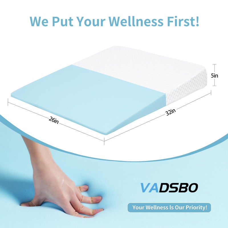 VADSBO Wedge Pillow, Bed Wedge Pillows for Sleeping, Snoring, Back Support, After Surgery, Foam Triangle Pillow, Removable Washable Cover (White, 5in) - Image 2