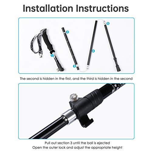 YOVITAL Trekking Poles Collapsible Hiking Poles - Aluminum 7075 Adjustable Hiking Walking Sticks with Quick Locks, Expandable to 53"and Ultralight Poles for Hiking Camping Mountains Walking（Set of 2） - Image 3