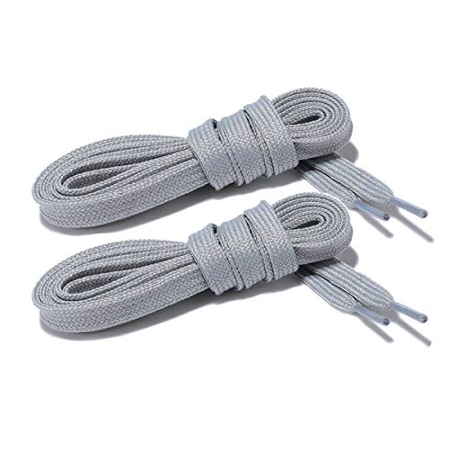 Curtual Wide Flat Athletic Shoelaces with Wide Shoelaces Flat Shoe Laces [2 Pairs] [6 Color][8 Size] for Sneakers and Shoes (30" inches (76 cm), Gray) - Image 1