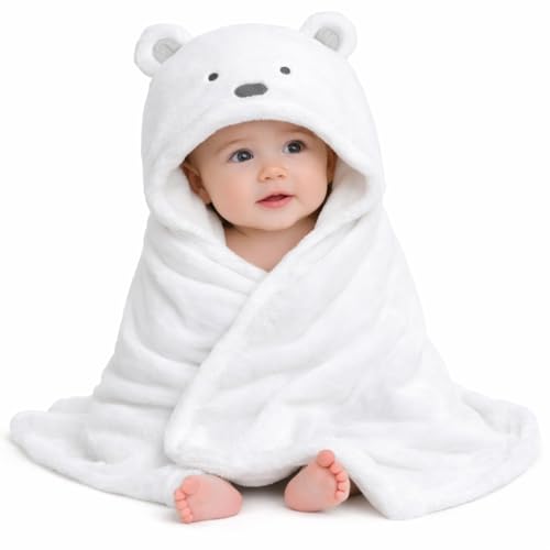 First Kick New Born Baby Blanket Pack of Super Soft Bathrobe Wrapper Bath Towel for Boys, Girls, Babies (White Puppy, Length 82 cm x Width 82 cm, 0-12 Months) - Image 1