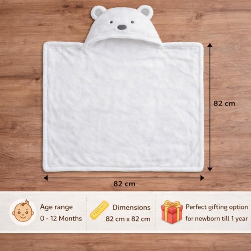 First Kick New Born Baby Blanket Pack of Super Soft Bathrobe Wrapper Bath Towel for Boys, Girls, Babies (White Puppy, Length 82 cm x Width 82 cm, 0-12 Months) - Image 4