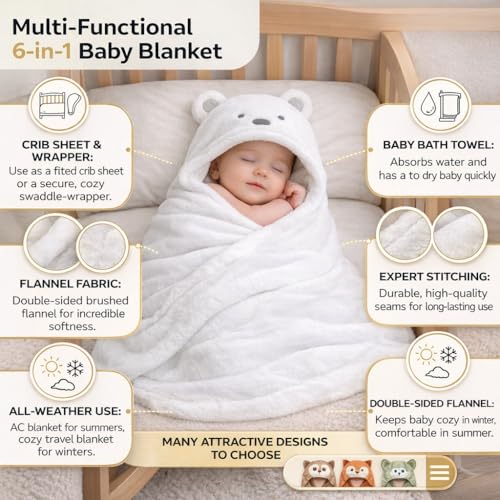 First Kick New Born Baby Blanket Pack of Super Soft Bathrobe Wrapper Bath Towel for Boys, Girls, Babies (White Puppy, Length 82 cm x Width 82 cm, 0-12 Months) - Image 3