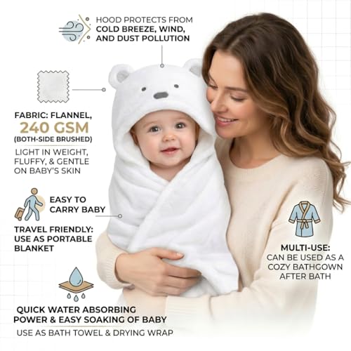 First Kick New Born Baby Blanket Pack of Super Soft Bathrobe Wrapper Bath Towel for Boys, Girls, Babies (White Puppy, Length 82 cm x Width 82 cm, 0-12 Months) - Image 2