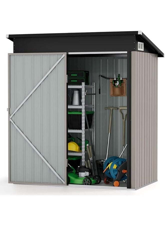 Anovara Outdoor Storage Shed Garden Metal Shed 155(L) X 92(W) X 180(H) cm 2300L Shed with Lockable Door for Storage Garden Tools, Bicycles, Patio Cushions (5x3 FT)