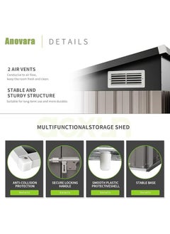 Anovara Anovara Outdoor Storage Shed Garden Metal Shed 155(L) X 92(W) X 180(H) cm 2300L Shed with Lockable Door for Storage Garden Tools, Bicycles, Patio Cushions (5x3 FT)  - Image 5