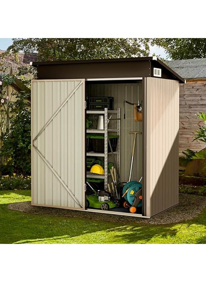 Anovara Anovara Outdoor Storage Shed Garden Metal Shed 155(L) X 92(W) X 180(H) cm 2300L Shed with Lockable Door for Storage Garden Tools, Bicycles, Patio Cushions (5x3 FT)  - Image 2