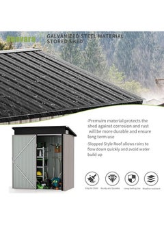 Anovara Anovara Outdoor Storage Shed Garden Metal Shed 155(L) X 92(W) X 180(H) cm 2300L Shed with Lockable Door for Storage Garden Tools, Bicycles, Patio Cushions (5x3 FT)  - Image 4