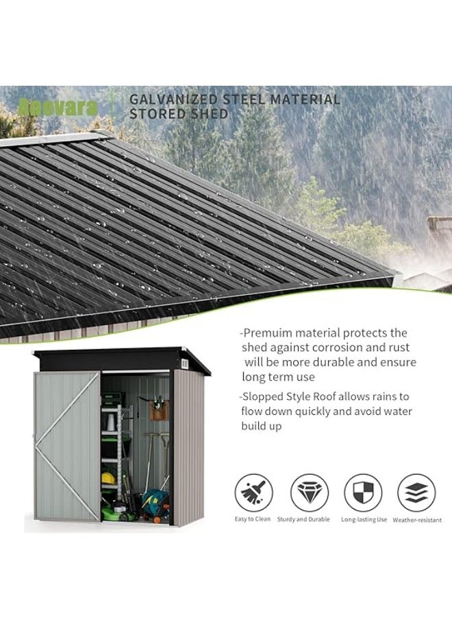 Anovara Anovara Outdoor Storage Shed Garden Metal Shed 155(L) X 92(W) X 180(H) cm 2300L Shed with Lockable Door for Storage Garden Tools, Bicycles, Patio Cushions (5x3 FT)  - Image 4