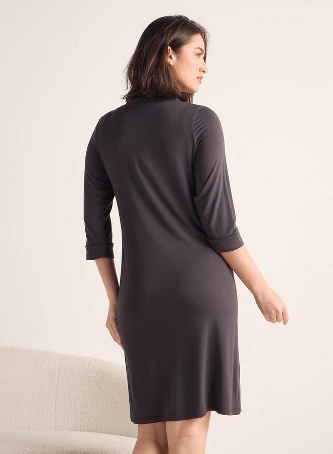 سبلاش فيڤ فستان نوم سادة بياقة بولو وأكمام ثلاثة أرباع - Image 3