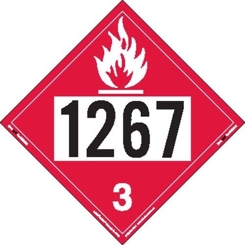 ZRV21267 UN1267 Flammable Liquid Hazmat Placard, Rigid Vinyl (Pack of 25)