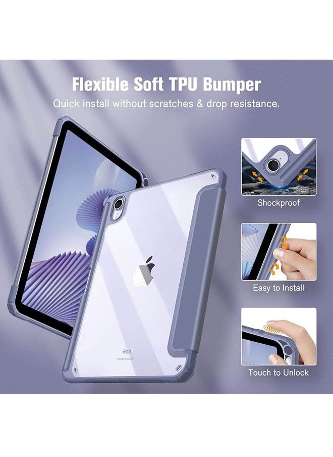 Hybrid Slim Case for iPad Mini 7 (A17 Pro) 2024 / iPad Mini 6 2021, [Built-in Pencil Holder] Shockproof Cover Clear Transparent Back Shell for iPad Mini 7th/6th Generation 8.3"