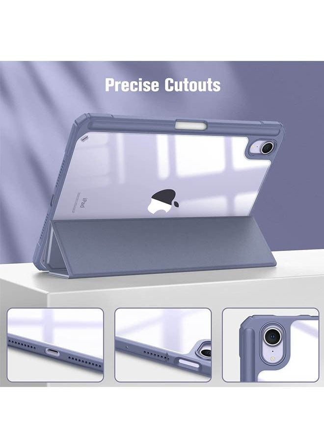Hybrid Slim Case for iPad Mini 7 (A17 Pro) 2024 / iPad Mini 6 2021, [Built-in Pencil Holder] Shockproof Cover Clear Transparent Back Shell for iPad Mini 7th/6th Generation 8.3"