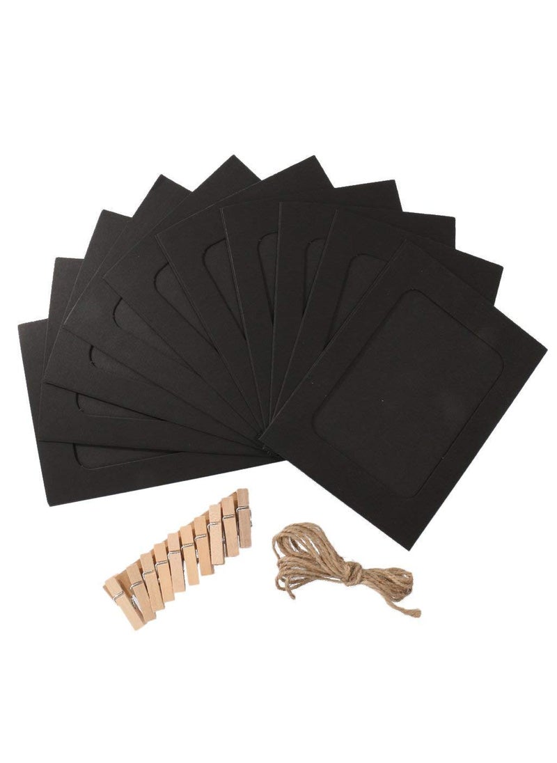 Party Propz 10Pcs Paper Photo Frame 5x7 Kraft Paper Picture Frames DIY Cardboard Photo Frames with Wood Clips and Jute Twine Black photo frame for wall photo frame for wall hanging photo frame for wall decoration