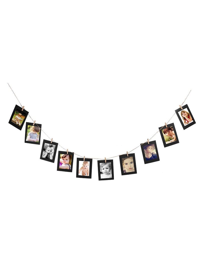 Party Propz 10Pcs Paper Photo Frame 5x7 Kraft Paper Picture Frames DIY Cardboard Photo Frames with Wood Clips and Jute Twine Black photo frame for wall photo frame for wall hanging photo frame for wall decoration