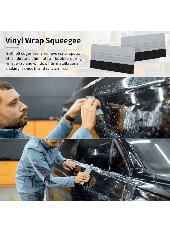 5PCS 15cm Plastic Squeegee with Felt Edge for Car Vinyl Wrap, Decal Application & Wallpaper Smoothing - Image 5