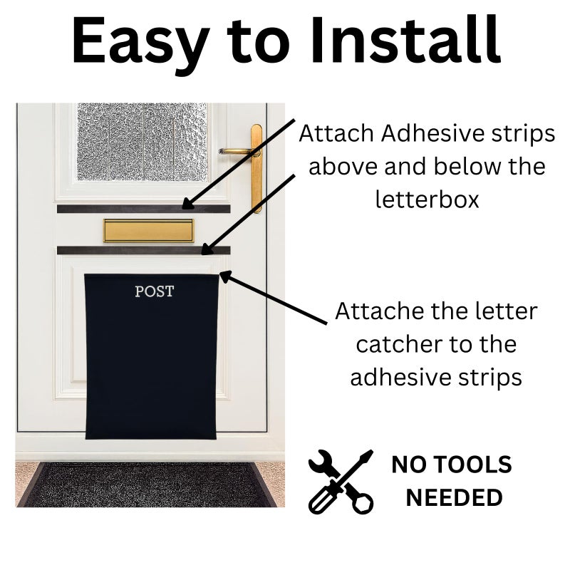 HowseHold Post Catcher Bag For Mail Slots  Letter Boxes [Grey] No Tools Or Screws Needed No Bending Down  Stops Dog Eating Mail (Grey) - Image 2