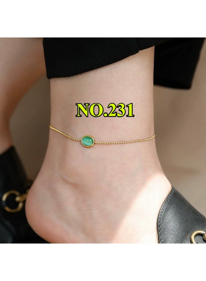 يوكانبي خلخال نسائي بطبقتين وقلب مزدوج مطلي بالذهب عيار 18 – تصميم من الفولاذ المقاوم للصدأ بوجهين - Image 4