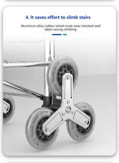 Sharpdo Foldable Shopping Cart Trolley, Stainless Steel Shopping Cart Storage 55*38*104CM  - Image 5