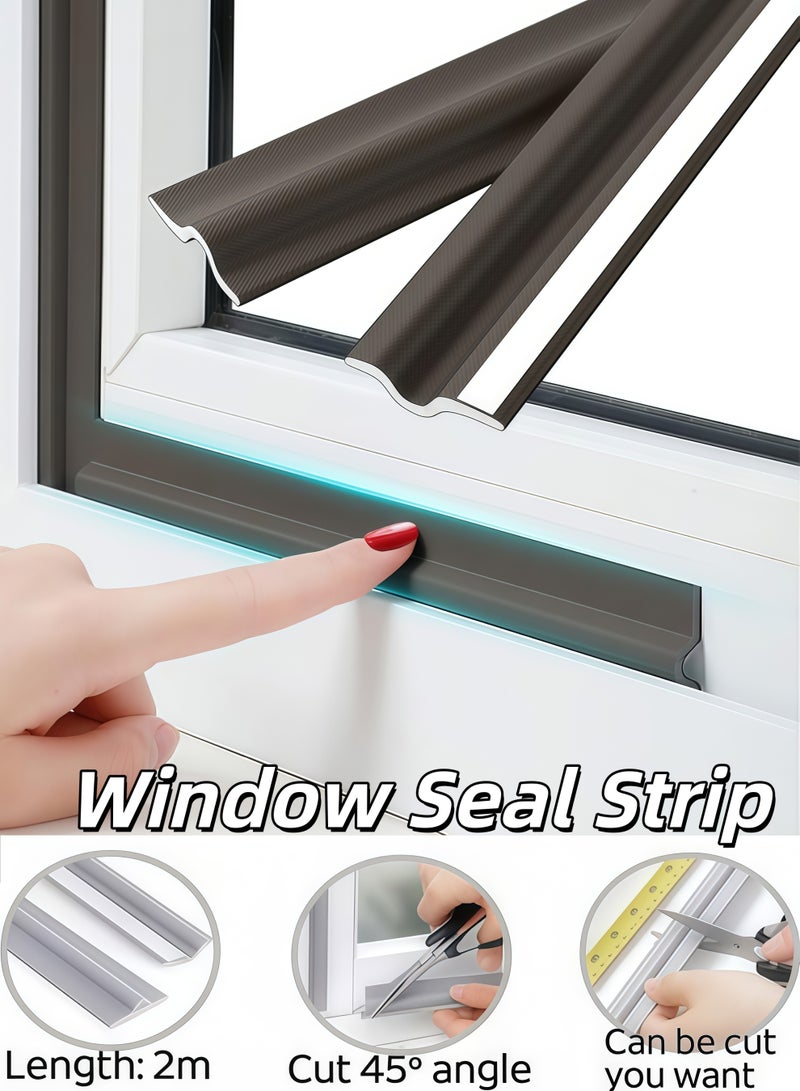 XiuWoo Self Adhesive Window Gap Sealing Strip, Windproof Window Seal Strip Window Weather Stripping Door Seal Strip, Window Draft Stopper Gap Filler for Sliding Doors, Windows, Wardrobes,Soundproof Pest-proof Windproof Dust Proof, SoundProof Winter Insulation, Door Seal Strip, Sliding window weatherproof strips(Brown 2M) - Image 1