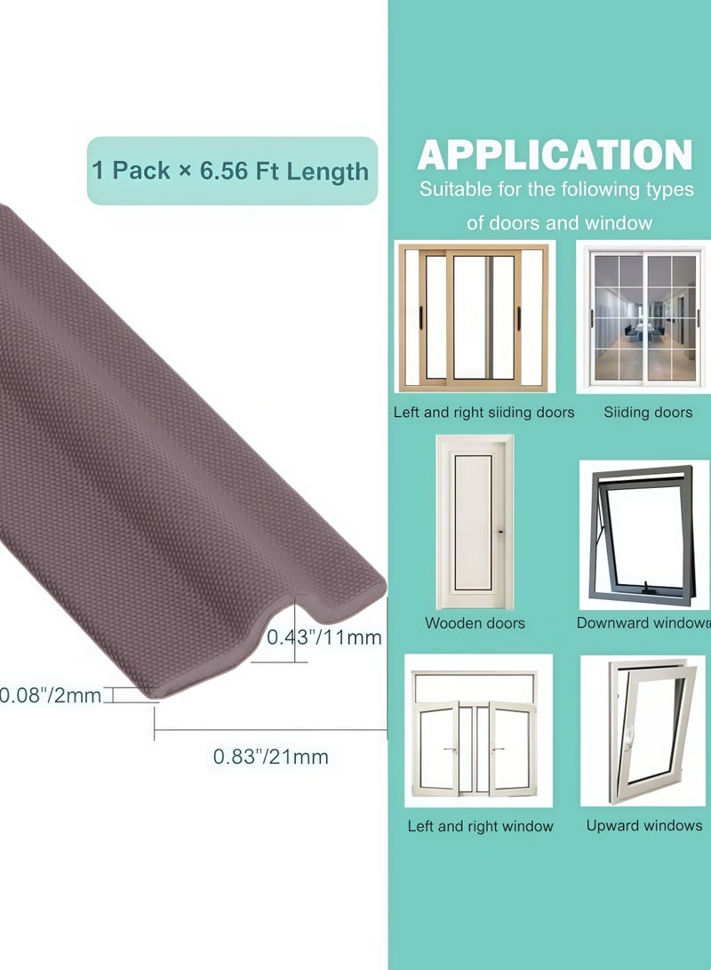XiuWoo Self Adhesive Window Gap Sealing Strip, Windproof Window Seal Strip Window Weather Stripping Door Seal Strip, Window Draft Stopper Gap Filler for Sliding Doors, Windows, Wardrobes,Soundproof Pest-proof Windproof Dust Proof, SoundProof Winter Insulation, Door Seal Strip, Sliding window weatherproof strips(Brown 2M) - Image 2