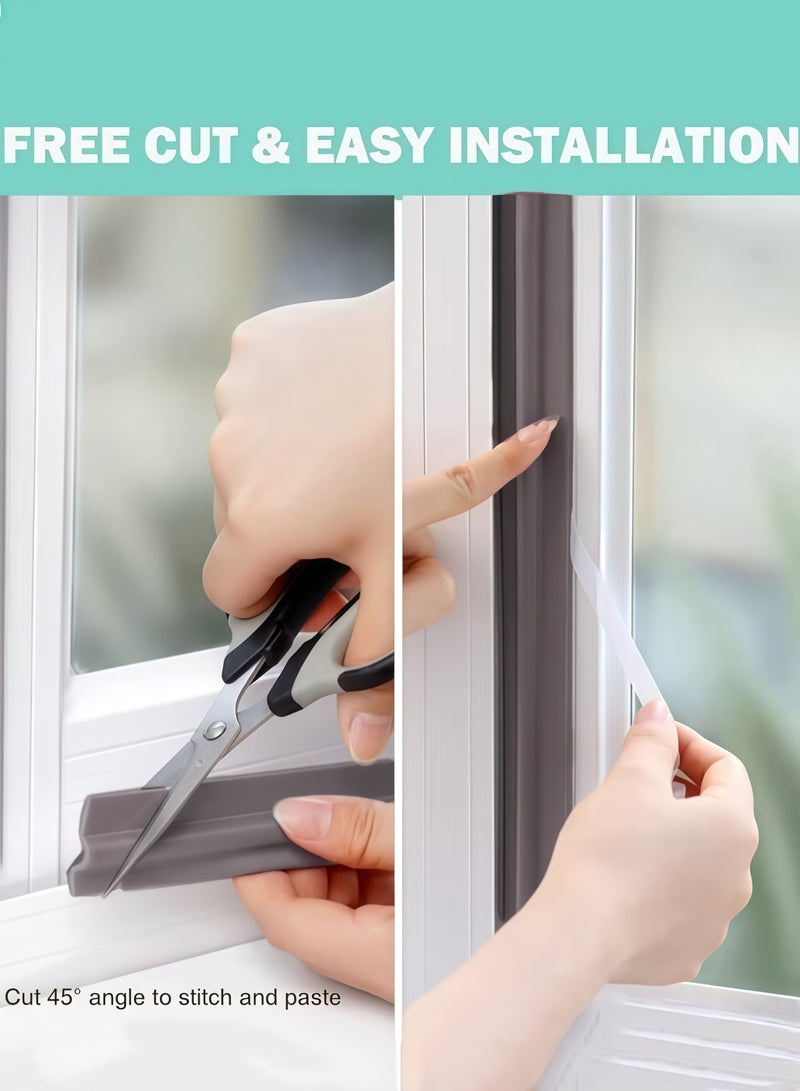 XiuWoo Self Adhesive Window Gap Sealing Strip, Windproof Window Seal Strip Window Weather Stripping Door Seal Strip, Window Draft Stopper Gap Filler for Sliding Doors, Windows, Wardrobes,Soundproof Pest-proof Windproof Dust Proof, SoundProof Winter Insulation, Door Seal Strip, Sliding window weatherproof strips(Brown 2M) - Image 4