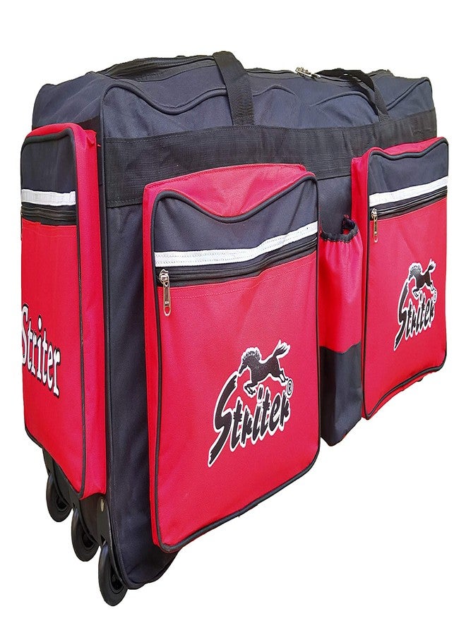 Striter® Cricket Kit Bag Cum Travel Duffel Bag with Rolling Wheels - Large 42 Inch Heavy Duty - Red (Bag Only/Colors of Bag May Vary) - Image 2