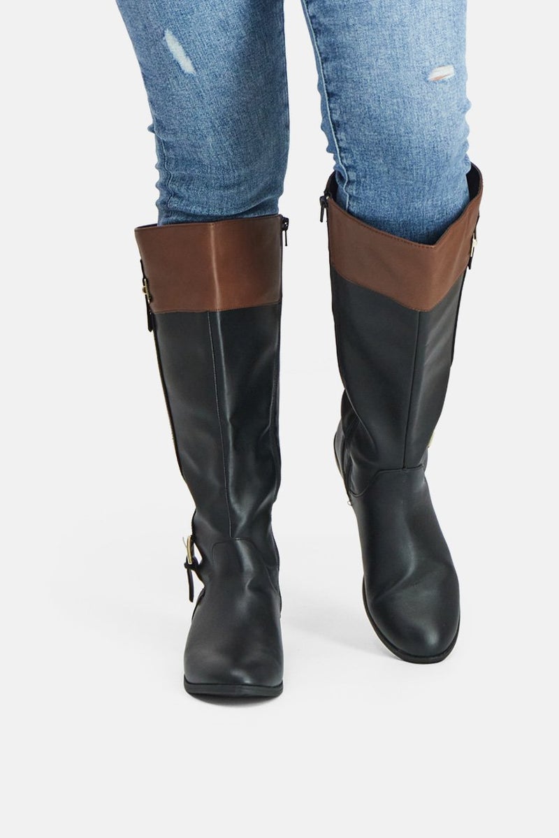 Karen Scott Women Deliiee2 Wide Calf Knee Length Boots, Black and Brown  - Image 1