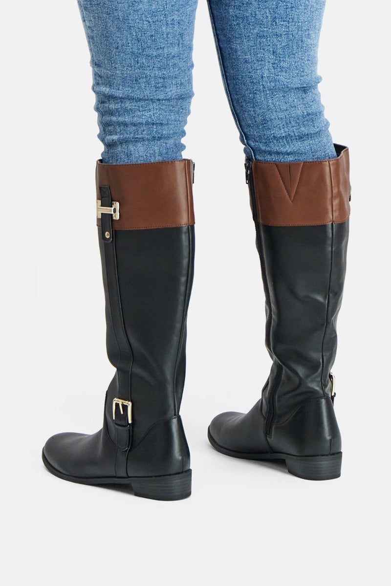 Karen Scott Women Deliiee2 Wide Calf Knee Length Boots, Black and Brown  - Image 3