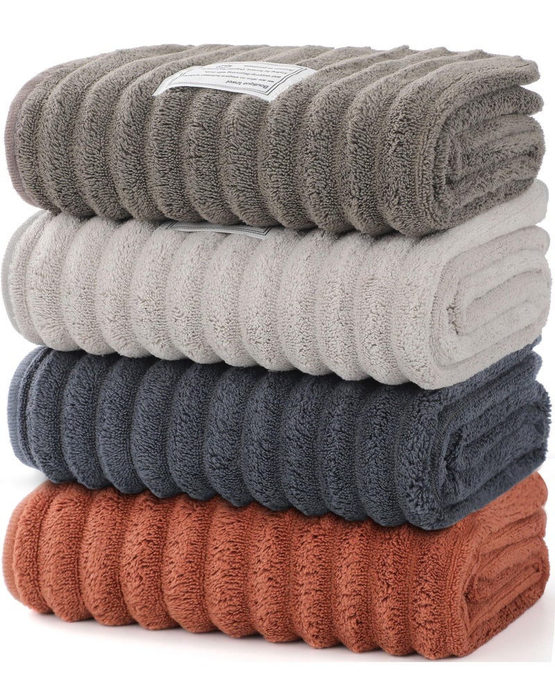 Bedvcaty Luxury 4-Piece Quick-Dry Bath Towel Set 27.5X 55 Inches â€“ Ultra Soft Microfiber for Bathroom, Bar, Pool, Gym & Travel â€“ Elegant Twill Design - Image 1