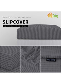 Easy-Going Easy-Going Stretch Loveseat Cushion Cover Sofa Cushion Furniture Protector Sofa Seat Sofa Slipcover Sofa Cover Soft Flexibility with Elastic Bottom(Loveseat Cushion, Grey)  - Image 4